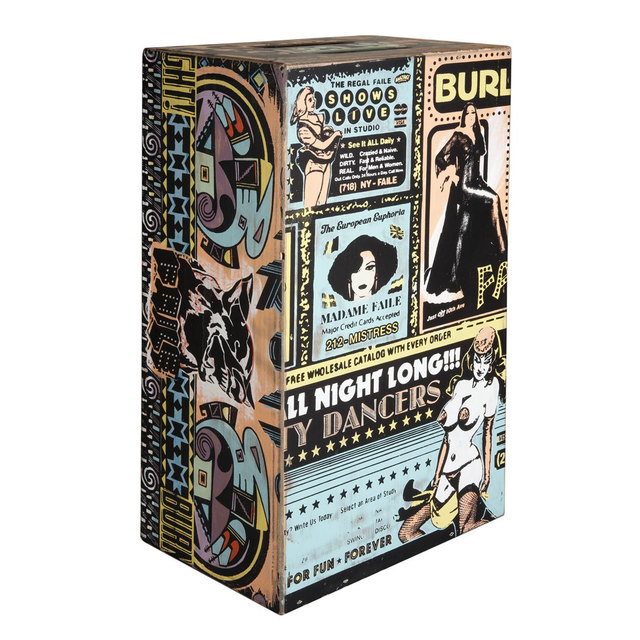 FAILE, ‘ Untitled (Summer 09, Box 17)’, 2009, Sculpture, Acrylic and silkscreen on wood box, Helicline Fine Art