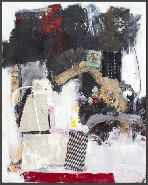 Susan Washington, ‘Homo Loquax’, 2019, Painting, Oil, Paper and Textile on Canvas, THE WHITE ROOM GALLERY