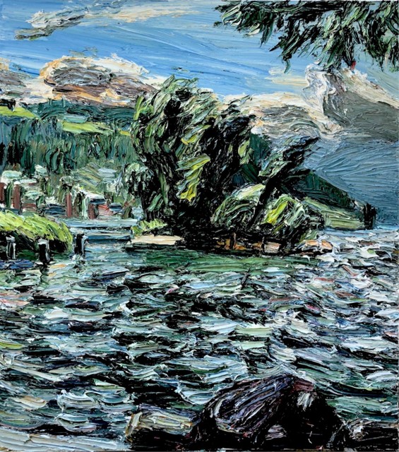 Christopher Lehmpfuhl, ‘Kleine Insel, Zugersee’, 2018, Painting, Oil on canvas, GALERIE URS REICHLIN