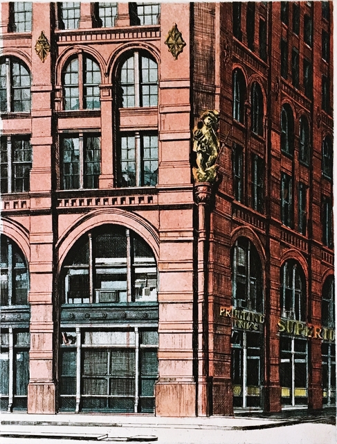 Richard Haas, ‘Puck Corner, SOHO, New York’, 1971, Print, Etching and Aquatint. Hand Signed. Numbered. Unframed in white matting, Alpha 137 Gallery