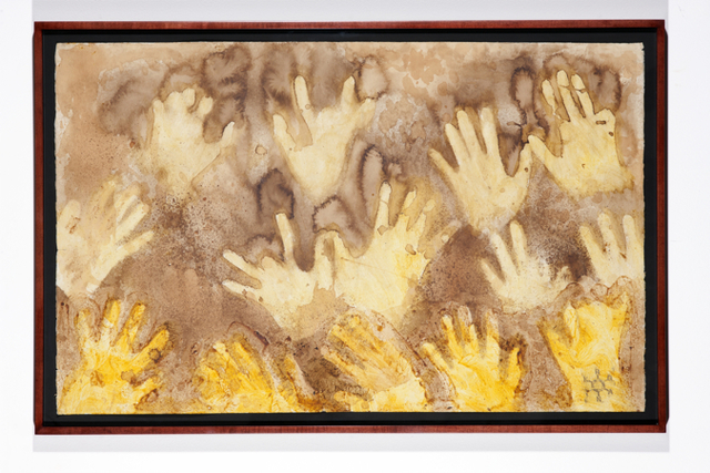 C.K. Wilde, ‘Mudra Hands’, 2007, Drawing, Collage or other Work on Paper, Archival glue, spices, black walnut ink, framed, Rosamund Felsen Gallery