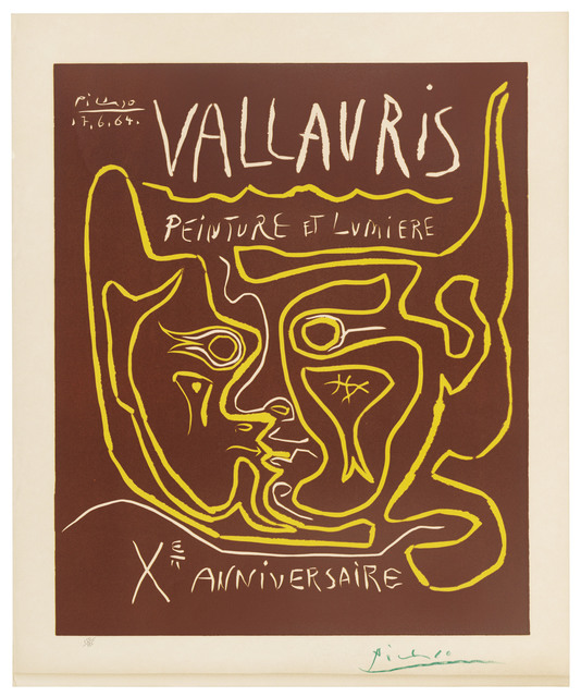 Pablo Picasso, ‘Vallauris. Peinture et Lumière. Xe Anniversaire’, 1964, Print, Linocut printed in brown and yellow on Arches wove paper, Christie's