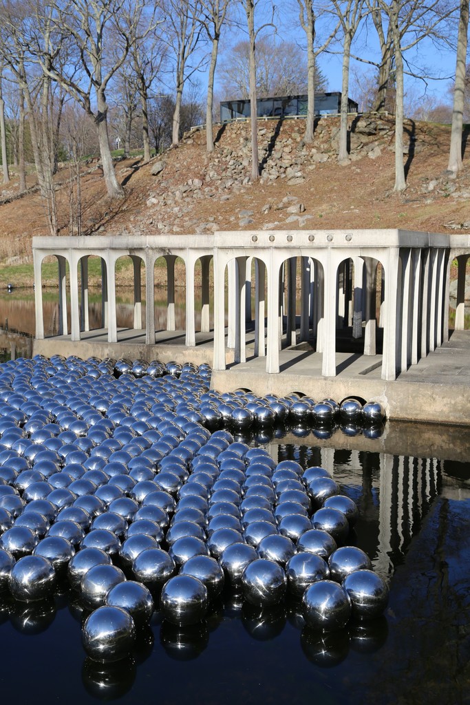 Installation view of "Yayoi Kusama: Narcissus Garden" at Glass House, New Canaan (2016). Photo credit ©KUSAMA Studio Installation view of "Yayoi Kusama: Narcissus Garden" at Glass House, New Canaan (2016). Photo credit ©KUSAMA Studio