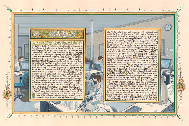 Sandow Birk, ‘American Qur'an/Sura 34 (A-B)’, 2010, Drawing, Collage or other Work on Paper, Gouache, acrylic, and ink on paper, Catharine Clark Gallery