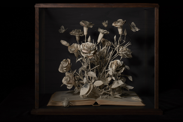 Su Blackwell, ‘Roses and Carnations’, 2018, Sculpture, Book cut sculpture in glass case, Long & Ryle