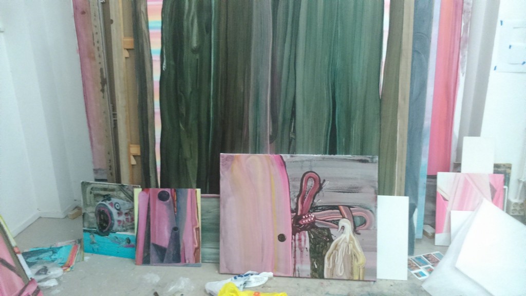 Work on display in the artist's studio. Work on display in the artist's studio.