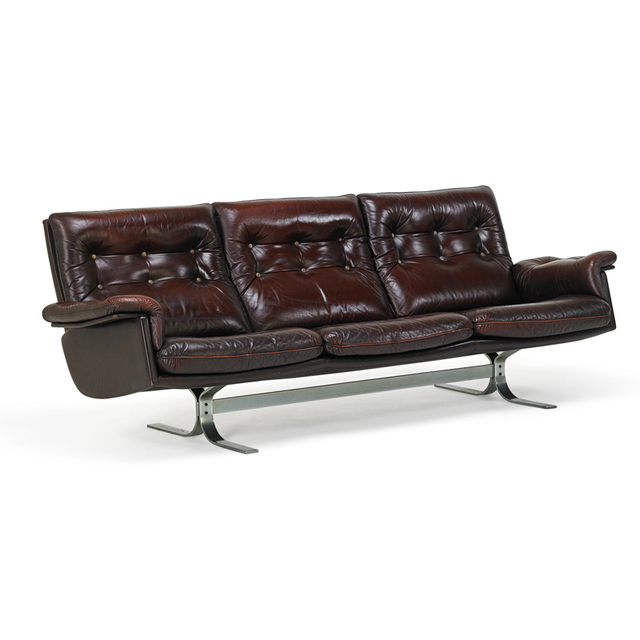 Attributed to Arne Norell, ‘Sofa, Denmark’, 1970s, Design/Decorative Art, Chromed Steel, Tufted Leather, Rago/Wright