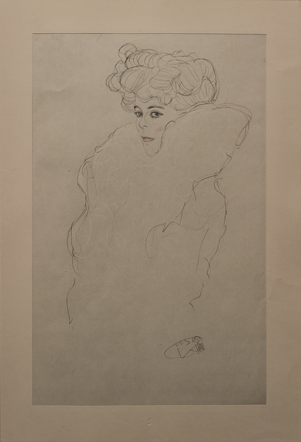 Gustav Klimt, ‘Portrait Sketch: Lady with Boa (Red and White Tinted)’, 1919, White Cross