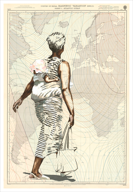 Lisette Bambine Forsyth, ‘curves’, 2020, Painting, Acrylic on vintage map, manZArt