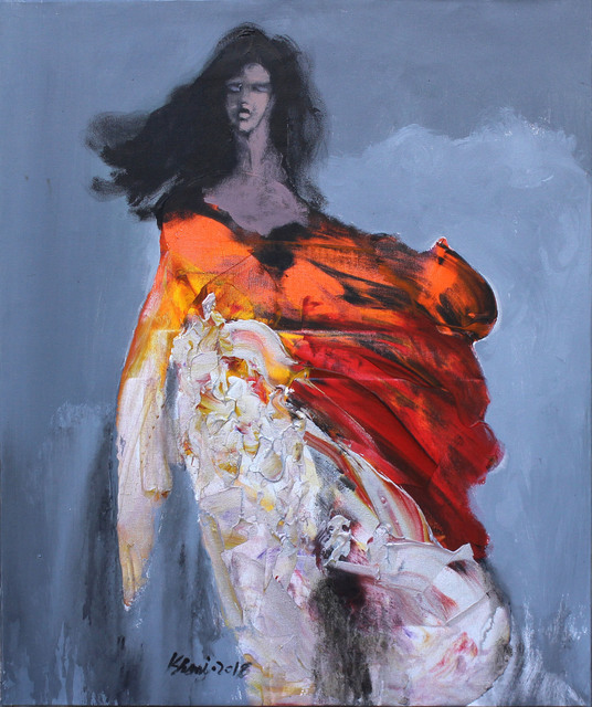 Khalid El-Khani, ‘Orange & White’, 2018, Orient Gallery