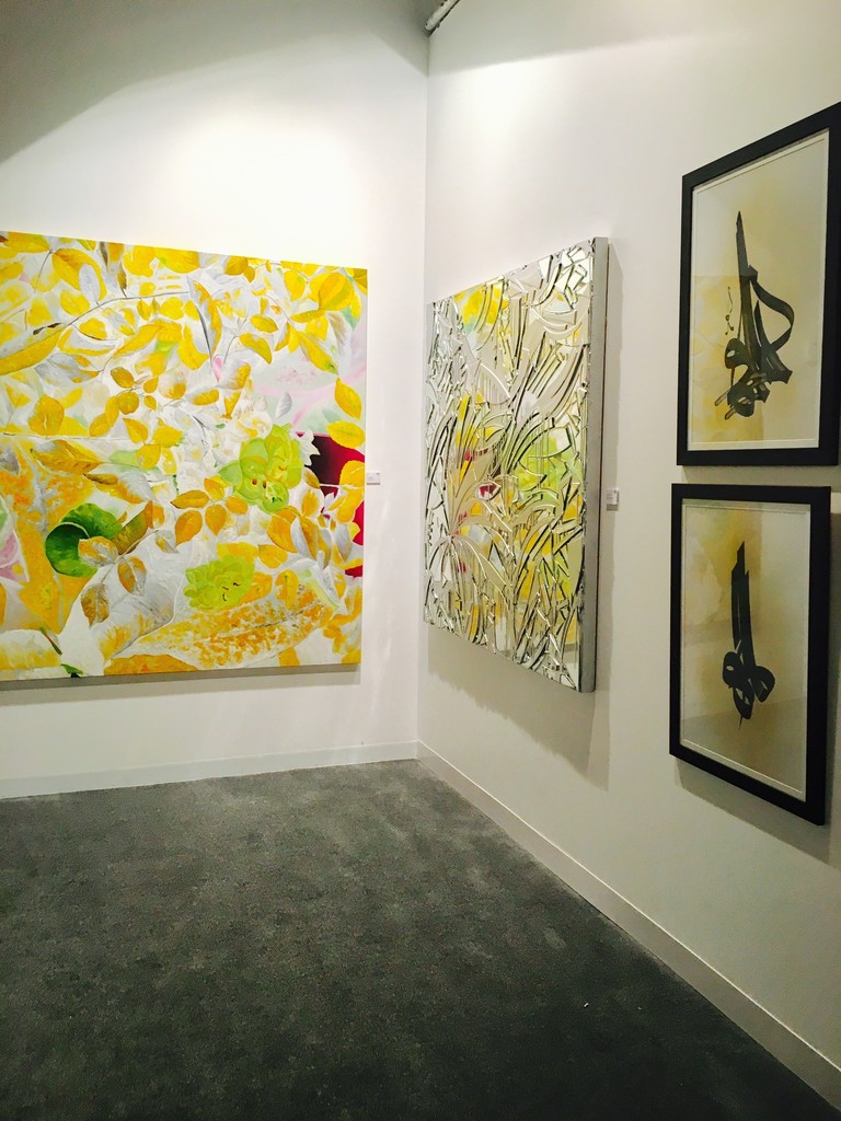 Omar Zeiden's gorgeous yellow flowers beside Mirros by Connie Noyes, and Al Fail's Calligraphy. Omar Zeiden's gorgeous yellow flowers beside Mirros by Connie Noyes, and Al Fail's Calligraphy.