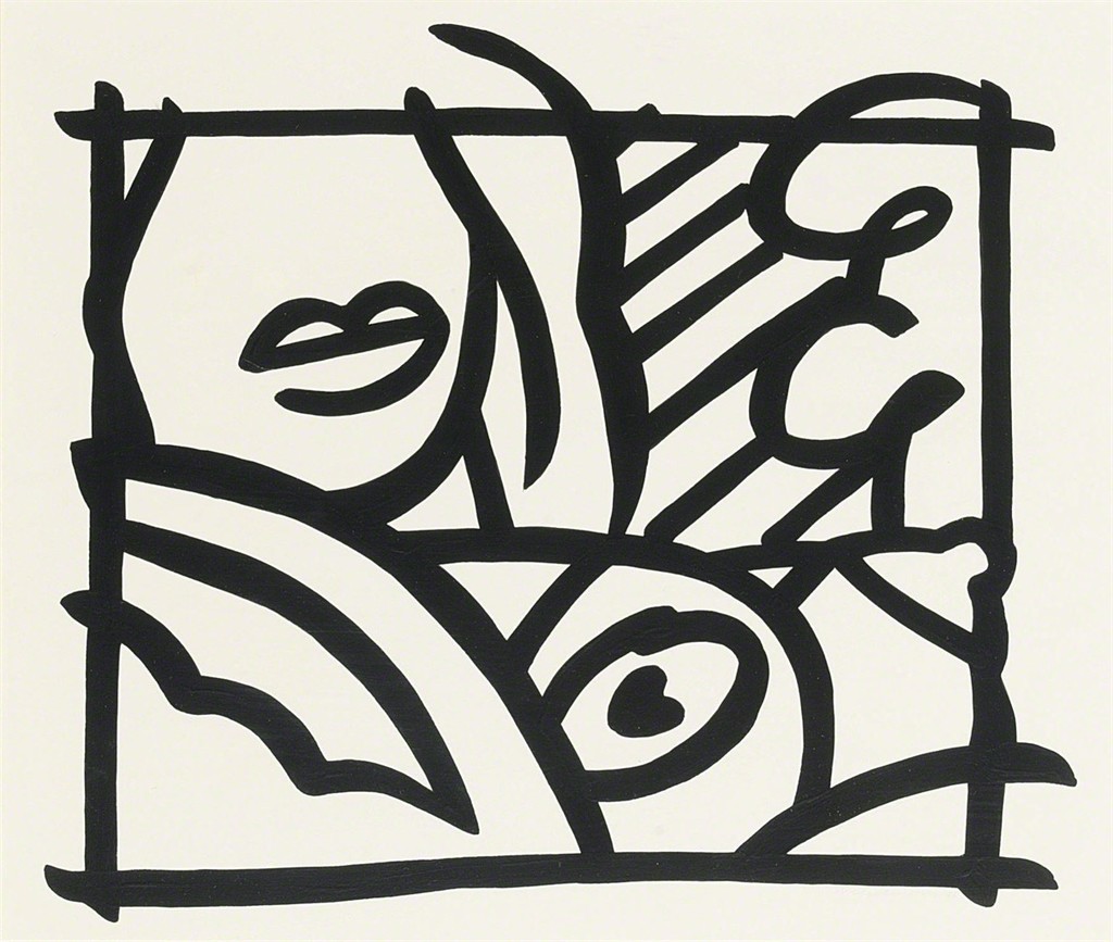Tom Wesselmann - Study for Bedroom Blonde with Lavender Wallpaper (Black)