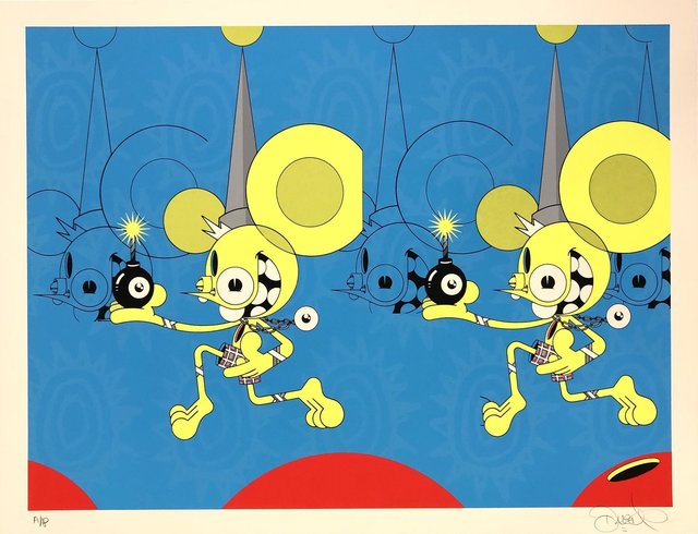 James Marshall (Dalek), ‘Spacemonkey (Bomber)’, 2020, Print, Screen-print on white art paper, Blackline Gallery