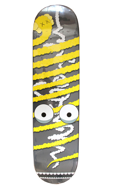 KAWS, ‘Limited Edition Yellow Bendy Skateboard deck’, 2005, EHC Fine Art Gallery Auction