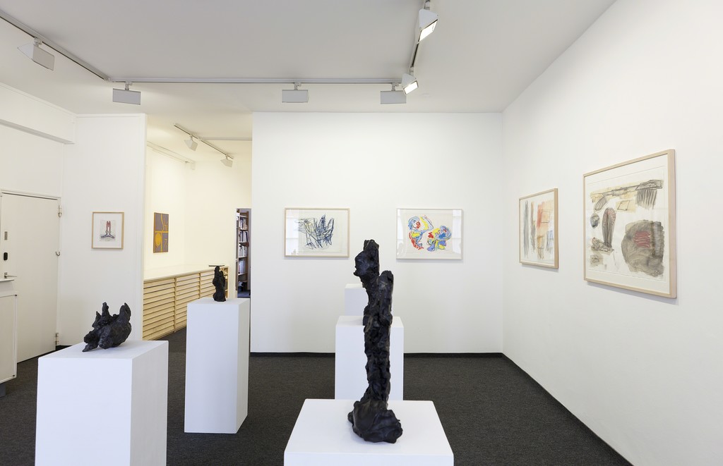 Installation view, Interim 2016 / 2017, drawings by Karel Appel and Per Kirkeby, sculptures by Michael Croissant and Per Kirkeby Installation view, Interim 2016 / 2017, drawings by Karel Appel and Per Kirkeby, sculptures by Michael Croissant and Per Kirkeby