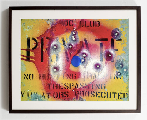William S. Burroughs, ‘Shot and Signed Metal "Private" Sign’, 1986, Other, Metal, Gonzo Gallery