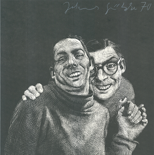 Johannes Grützke, ‘Zwei Männer’, 1970, Print, Linoleum cut, Sylvan Cole Gallery