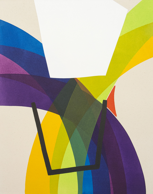 Aron Hill, ‘White Shape Into Blue Line No 2 ’, 2017, Painting, Acrylic and Ink on Canvas, Oeno Gallery