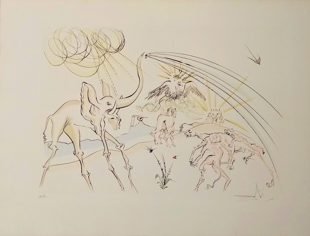 Salvador Dalí, ‘The animals ill with the plague’, 1974, Drawing, Collage or other Work on Paper, Original engraving + added color, Dali Paris