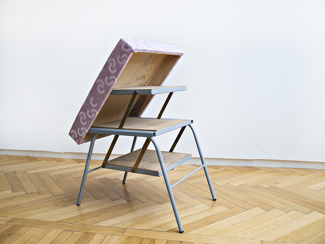 Carola Dertnig, ‘CD_KMH’, 2017, Installation, Screen printing fine art print with original Karl Marx label, painted tubular steel, fiberboard screwed into a steel frame, Galerie Crone