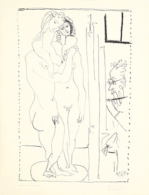 Pablo Picasso, ‘Les deux modèles nus’, 1954, Print, Lithograph, Galerie Boisseree