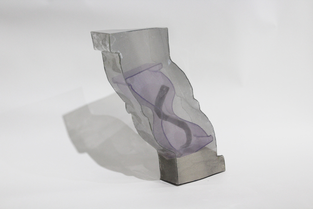 Lauren Pakradooni, ‘Static Slippage’, 2018, Sculpture, Silkscreen on heatbent plexiglass with sand, InLiquid