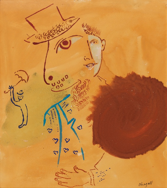 Marc Chagall, ‘Double Profil’, 1938, Drawing, Collage or other Work on Paper, Gouache and ink on paper, Omer Tiroche Gallery