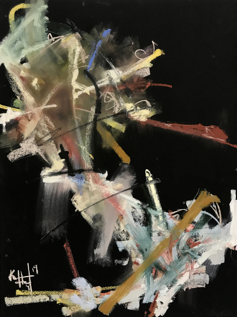 Ken Hogrefe, ‘Sound in Color 4’, 2019, Drawing, Collage or other Work on Paper, Oil, Pigment Stick and Soft Pastel on Black Rag Paper, The Art House