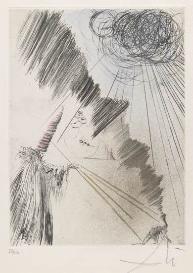 Salvador Dalí, ‘Woman with Clown’, 1968, Print, Original drypoint etching printed in black ink on cream paper. With hand-coloring added in gouache, Galerie d'Orsay
