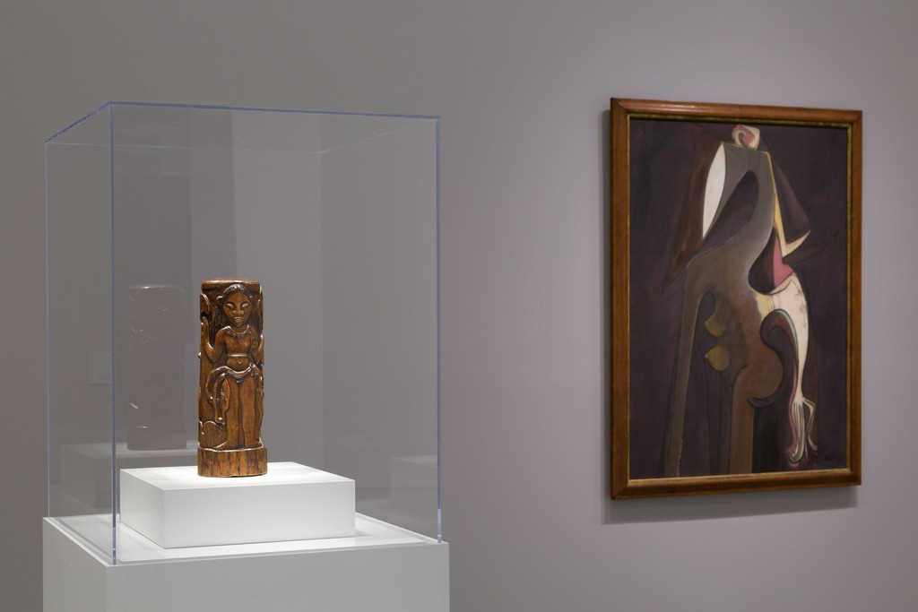 Installation view of Masterworks from the Hirshhorn Collection at the Hirshhorn Museum and Sculpture Garden, 2016. Left to right: Paul Gauguin, Hina with Two Attendants, 1892; Wifredo Lam, Siren of the Niger, 1950. Photo: Cathy Carver Installation view of Masterworks from the Hirshhorn Collection at the Hirshhorn Museum and Sculpture Garden, 2016. Left to right: Paul Gauguin, Hina with Two Attendants, 1892; Wifredo Lam, Siren of the Niger, 1950. Photo: Cathy Carver