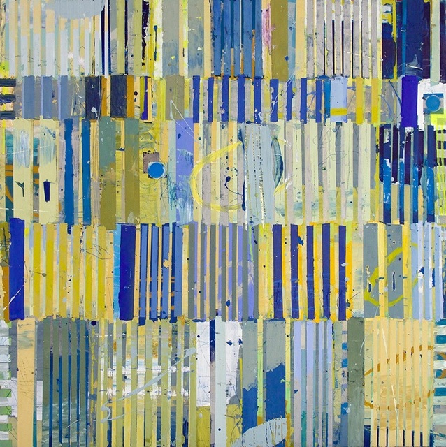 Jylian Gustlin, ‘"Magicus Quadratus 17" Abstract Painting in Blue Yellow Green inspired by Mathematical Concept’, 2010-2017, Eisenhauer Gallery