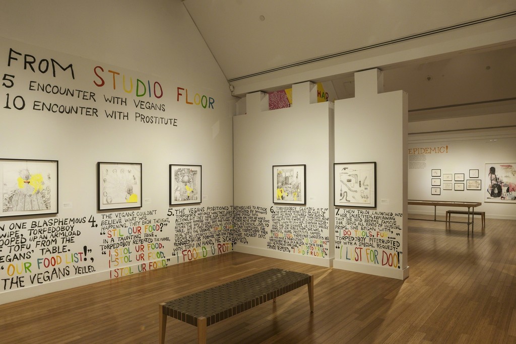 Trenton Doyle Hancock: Skin and Bones, 20 Years of Drawing Installation view at the Virginia Museum of Contemporary Art. Photograph by Glen McClure Trenton Doyle Hancock: Skin and Bones, 20 Years of Drawing Installation view at the Virginia Museum of Contemporary Art. Photograph by Glen McClure