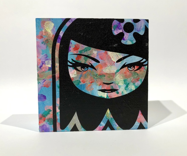 matt siren, ‘Ghost Girl 32’, 2018, Painting, Screenprint, Acrylic and spray enamel on wood block; each is unique, Woodward Gallery