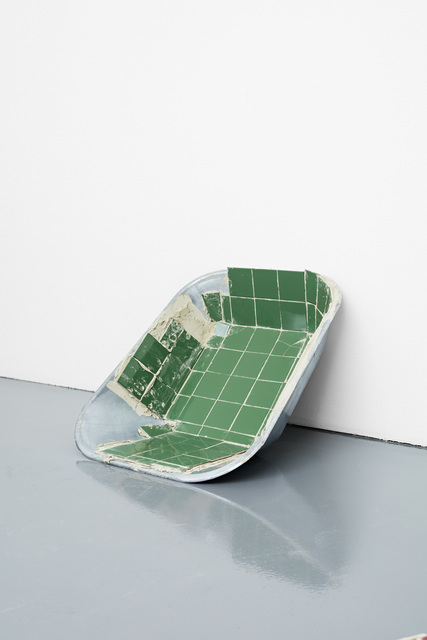 Matias Faldbakken, ‘Tiled Wheelbarrow Tray’, 2016, Sculpture, Ceramic tiles and tile adhesive on wheelbarrow tray, Paula Cooper Gallery