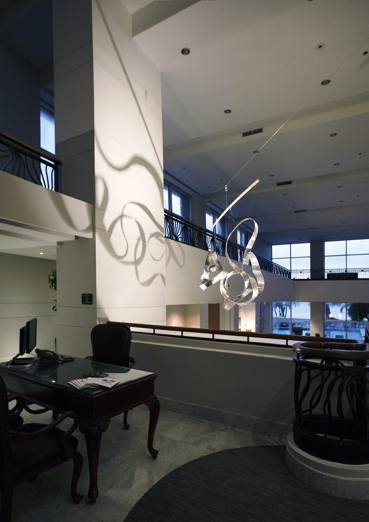 Jacques Jarrige "Waves " Hand Hammered Aluminum Mobile Sculpture at Pullman Miami Jacques Jarrige "Waves " Hand Hammered Aluminum Mobile Sculpture at Pullman Miami