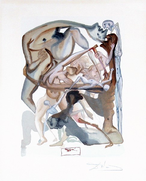 Salvador Dalí, ‘Inferno Canto 11: On the Edge of the Seventh Circle from The Divine Comedy’, 1960, Print, Woodblock on paper, New River Fine Art