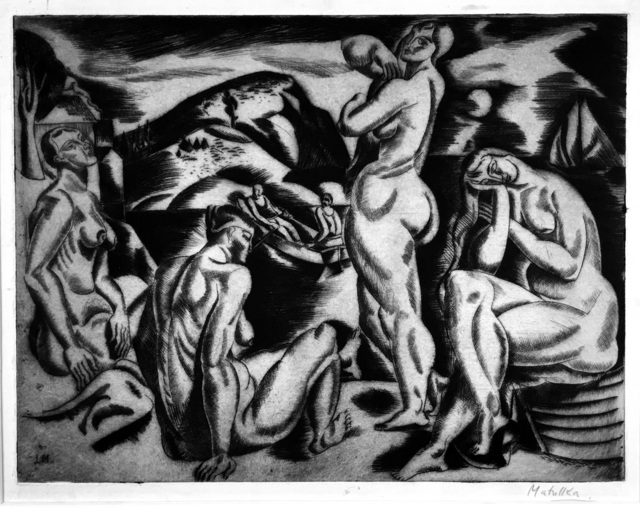 Jan Matulka, ‘Four Nudes in a Landscape’, ca. 1923, Harris Schrank Fine Prints