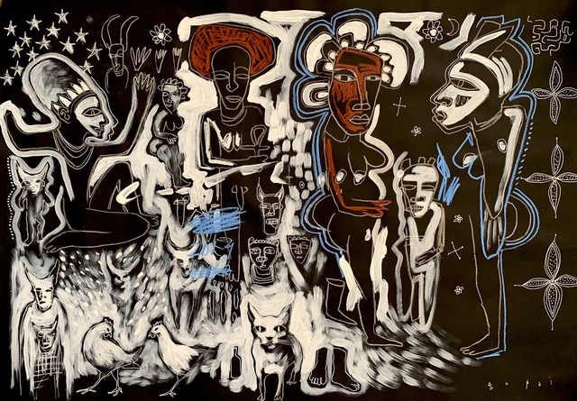 Gopal Dagnogo, ‘Mythologie contemporaine n°1’, 2019, Drawing, Collage or other Work on Paper, Acrylic, pastels and mixed techniques on paper, OH GALLERY