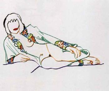 Tom Wesselman - Monica lying on one elbow with robe