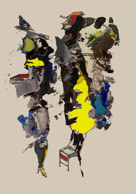 Frank David Valdés, ‘Un loco enamorado /A madman in love’, 2020, Painting, Mixed media on paper, ArteMorfosis - Cuban Art Platform