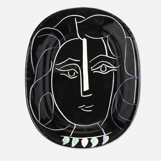 Pablo Picasso, ‘Visage de Femme plate’, 1953, Textile Arts, Glazed and partially incised earthenware with colored engobe, Rago/Wright
