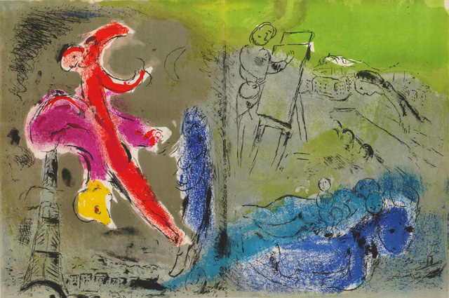 Marc Chagall, ‘Vision de Paris II’, 1952, Print, Colour lithograph, Hans den Hollander Prints