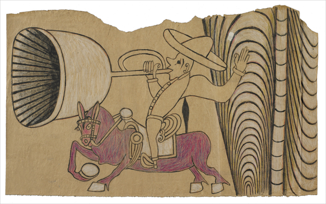 Martín Ramírez, ‘Untitled (Horse and Rider with Bugle)’, c. 1960-63, Robert Berman Gallery
