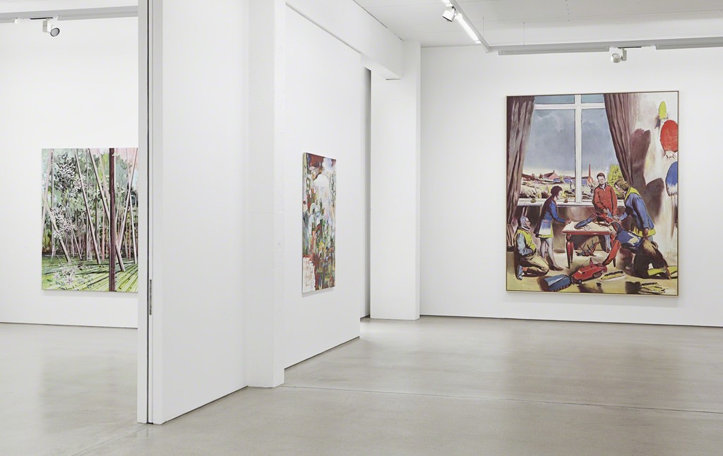 G2 #1 installation view with paintings by (fr. le. to ri.) David Schnell, Uwe Kowski and Neo Rauch, photo: Dotgain.info © the artists & G2 Kunsthalle, Leipzig. G2 #1 installation view with paintings by (fr. le. to ri.) David Schnell, Uwe Kowski and Neo Rauch, photo: Dotgain.info © the artists & G2 Kunsthalle, Leipzig.