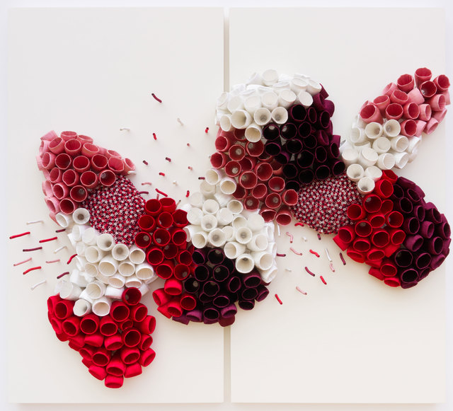 Ghizlane Sahli, ‘Histoires de Tripes 081’, 2019, Textile Arts, Silk, plastic bottles and plastic tubes on wire frame and wooden plate, Sakhile&Me