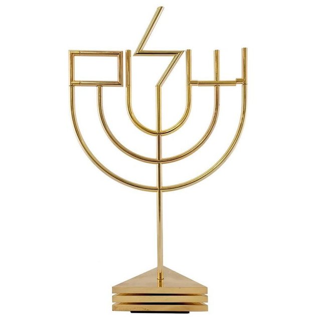 Yaacov Agam, ‘Kinetic Op Art Sculpture Tri Base Shalom Menorah Hebrew Judaica’, 1980-1989, Lions Gallery