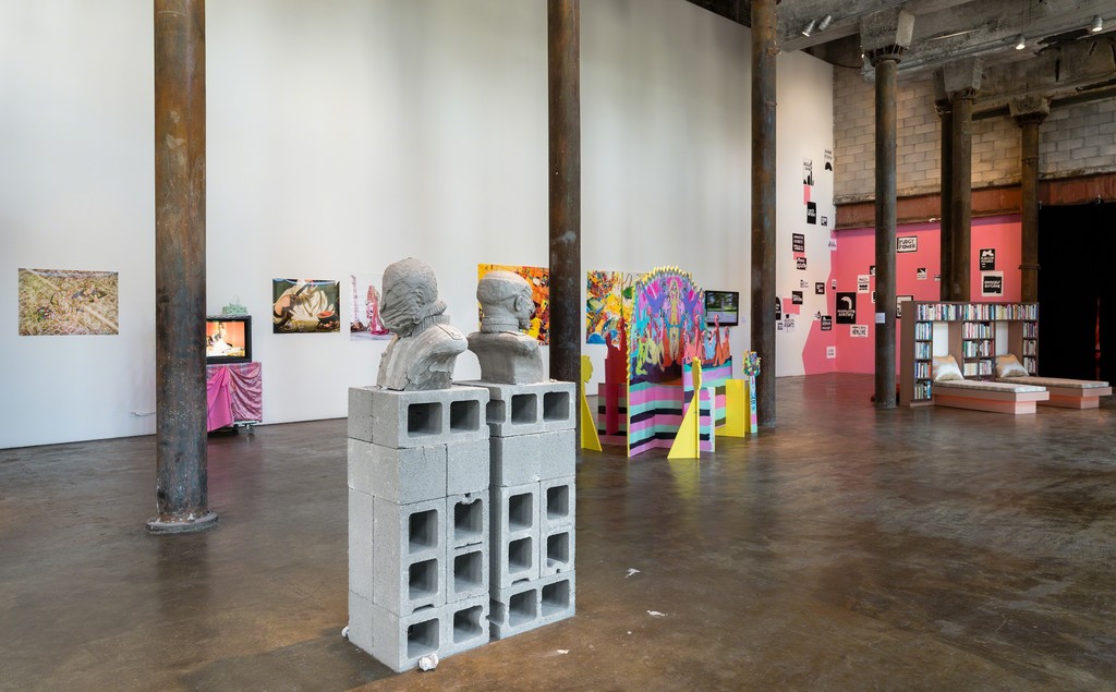 Installation view of Laugh Back, 2018.
Curated by Lindsey O’Connor
July 14 - August 19, 2018
Image courtesy of Smack Mellon. Photo by Etienne Frossard. Installation view of Laugh Back, 2018.
Curated by Lindsey O’Connor
July 14 - August 19, 2018
Image courtesy of Smack Mellon. Photo by Etienne Frossard.