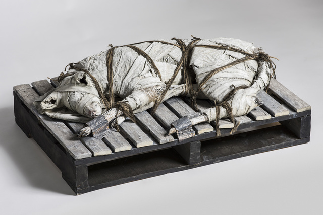 Elizabeth Jordan, ‘Dog on wood palate with twine: 'Speak to Me'’, 2016, Ivy Brown Gallery
