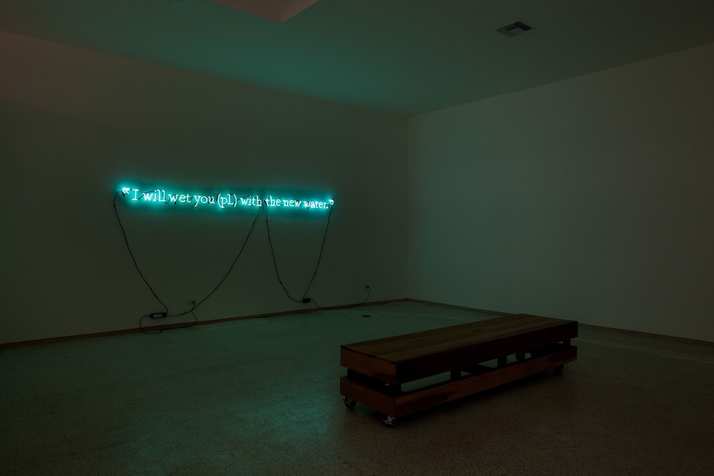 Installation view of the artwork "I will wet you (pl.) with the new water" in Jamilah Sabur: The Rhetoric of the Living at Emerson Dorsch through April 6, 2018. Installation view of the artwork "I will wet you (pl.) with the new water" in Jamilah Sabur: The Rhetoric of the Living at Emerson Dorsch through April 6, 2018.