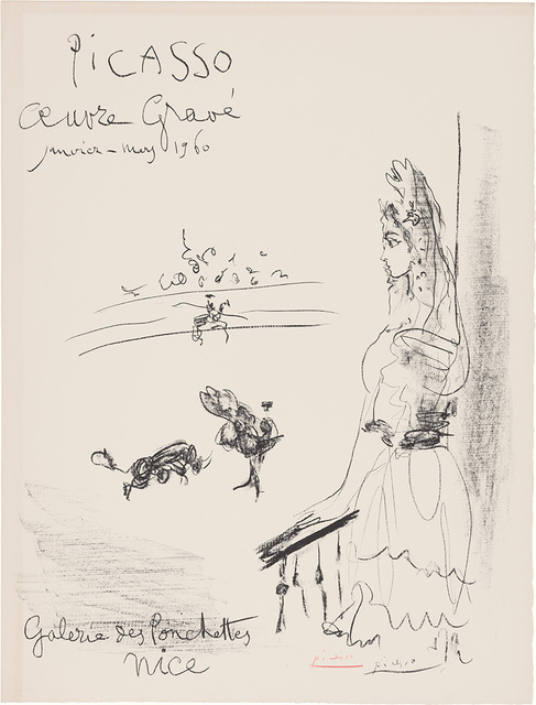 Pablo Picasso, ‘Femme En Balcon, Affiche Oeuvre Gravé (B. 1289)’, 1960, Doyle